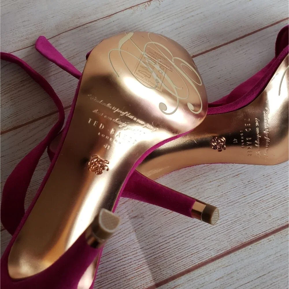 Ted Baker Sackina Suede Ankle Strap Heels in Pink